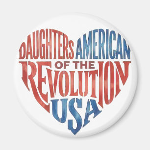 Aimant Filles de la Révolution américaine Cœur USA