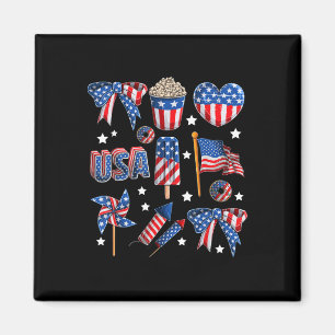 Aimant Filles Drapeau Usa Feux D'artifice Rubans Patrioti