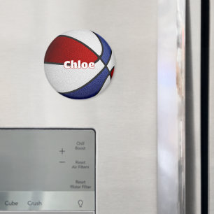 Aimant filles garçons basketball rouge blanc bleu équipe 