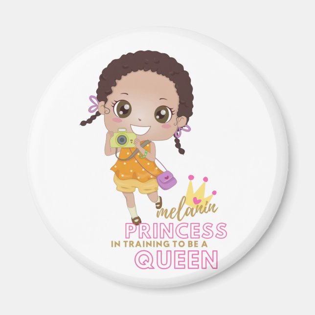 Aimant Filles MELANIN Princesse en Formation Pour Devenir (Devant)