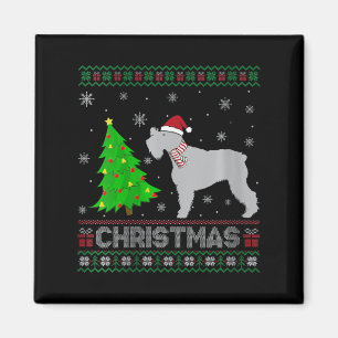 Aimant Filles Schnauzer Chien Xmas Arbre Éclairage Laide