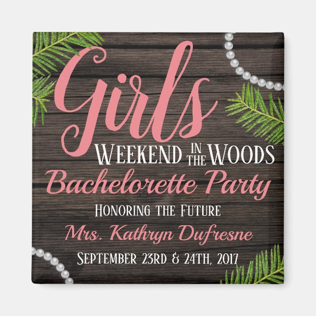 Aimant Filles Woodsy Bachelorette Party (Devant)