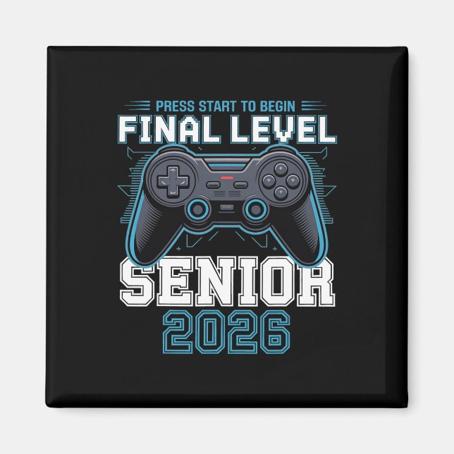 Aimant Final Level Senior 2026 Press Start Gamer Style  (Devant)