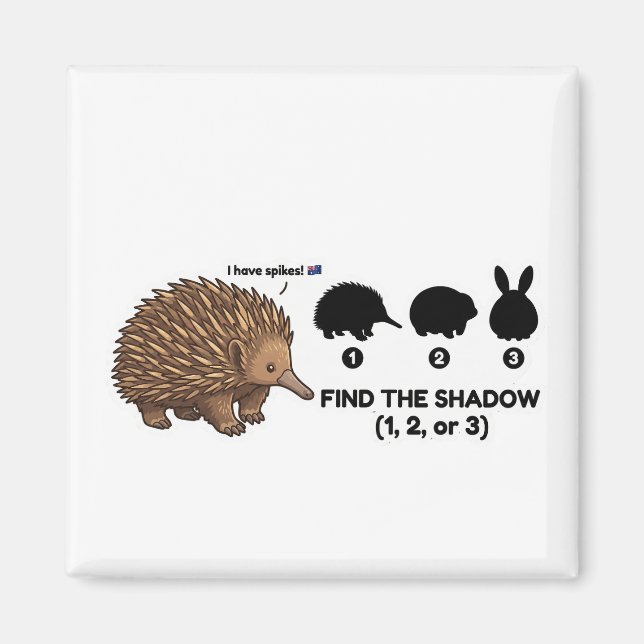 Aimant Find The Shadow: Cute Echidna Australia Animal Gam (Devant)