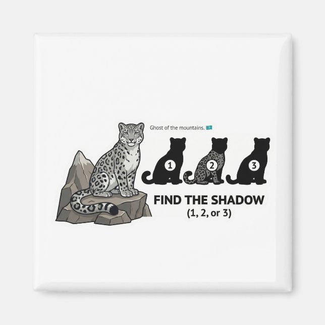 Aimant Find The Shadow: Snow Leopard Kazakhstan Animal Wo (Devant)