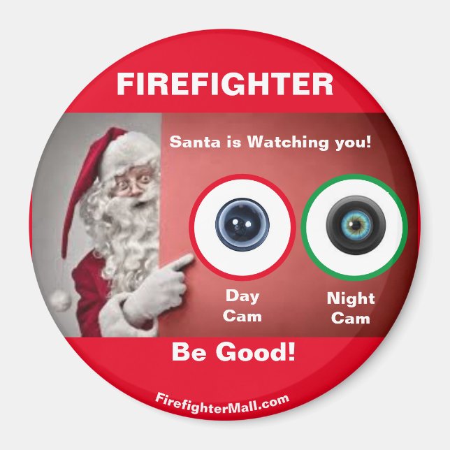 Aimant FIREFIGHTER Père Noël vous regarde ! (Devant)
