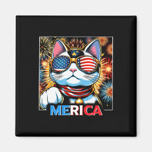 Aimant Fireworks Patriotique Maneki Neko Chat Merica