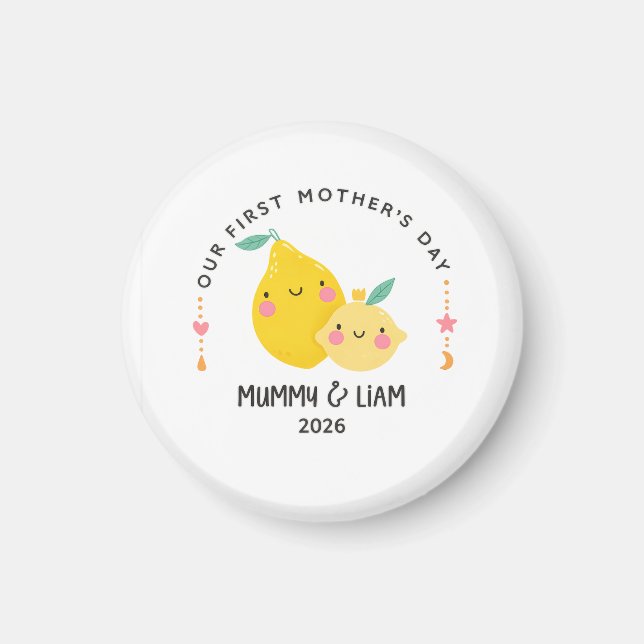 Aimant First Mother’s Day 2026 Cute Lemon Mom & Baby  (Devant)