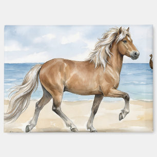 Aimant Fjara Cheval islandais aquarelle sur la Plage