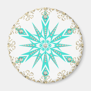 Aimant Flacon de neige turquoise rétro mi-siècle hiver