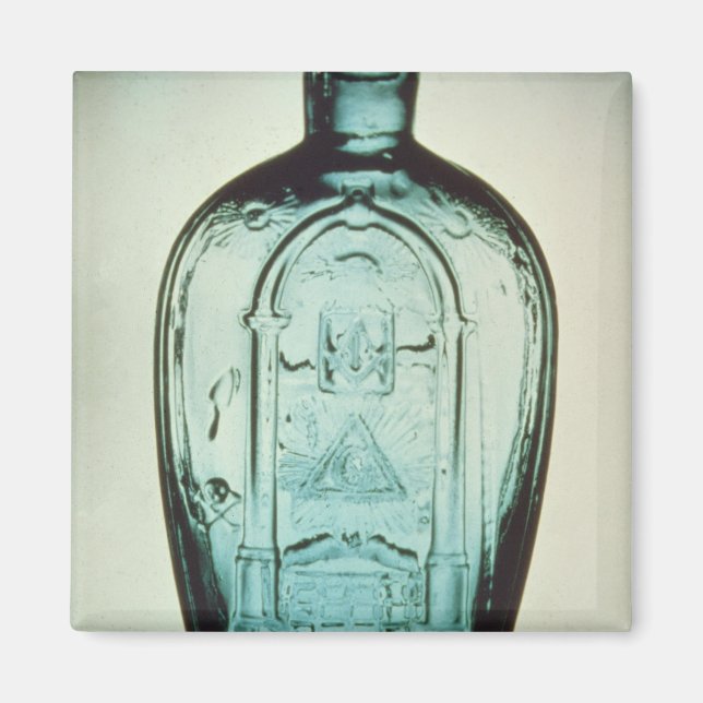 Aimant Flacon masonique soufflé à la moisissure (Devant)