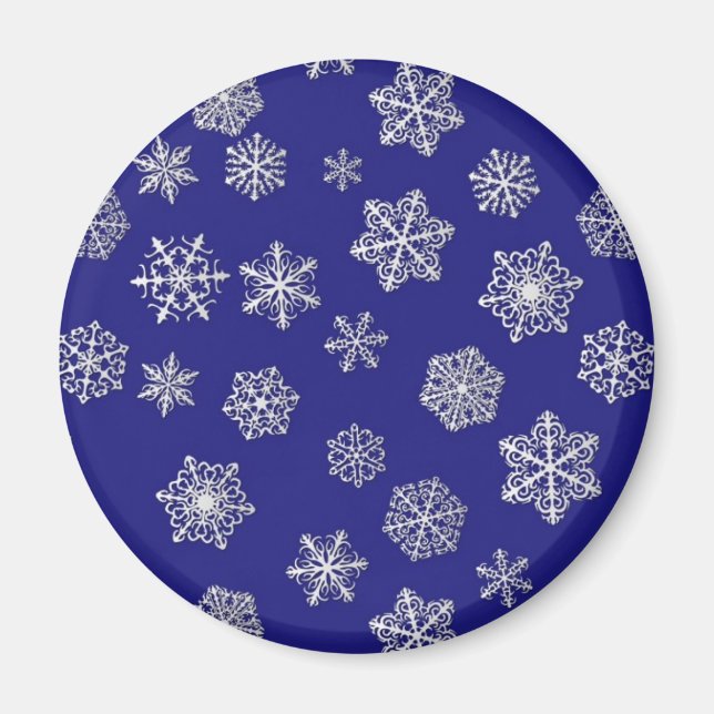 Aimant Flacons de neige blancs contre bleu cobalt profond (Devant)