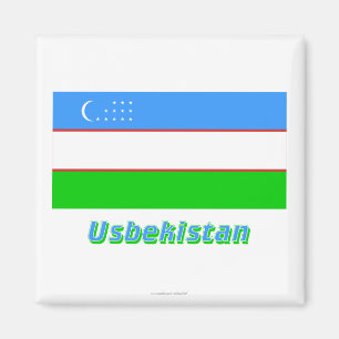 Aimant Flagge de l'Ouzbékistan mit Namen