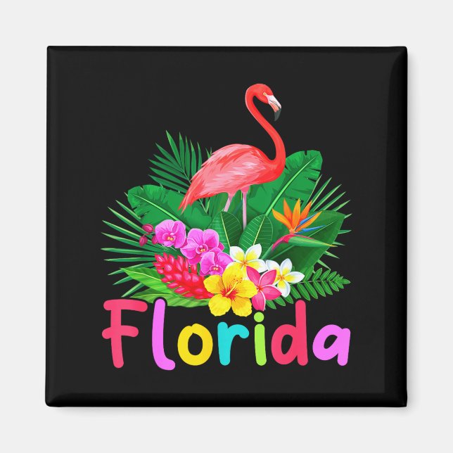 Aimant Flamant de Floride Plante Tropicale Vacances d'Été (Devant)