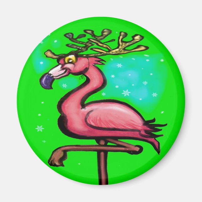 Aimant Flamant rose Christmas Reindeer (Devant)