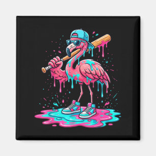 Aimant Flamant rose cool baseball glace qui coule sport d