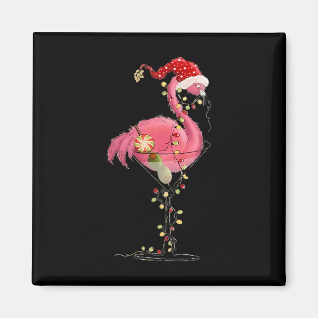 Aimant Flamant rose De Noël À Martini Gl Pour Tropical Ho (Devant)
