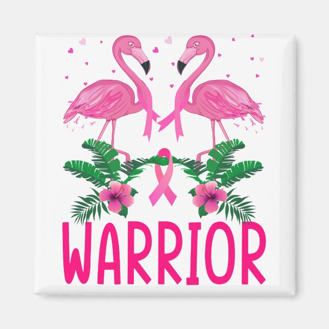 Aimant Flamant rose de sensibilisation au cancer du sein  (Devant)