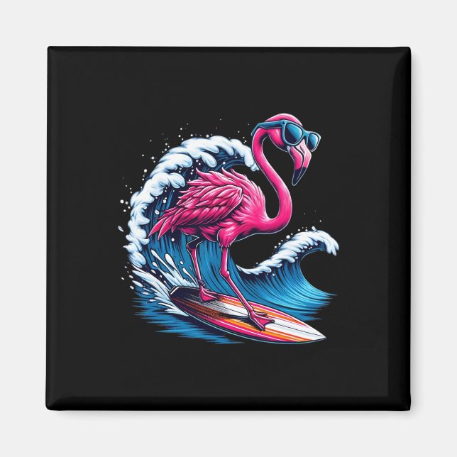 Aimant Flamant rose Hawaï Surf Plage Été Vague  (Devant)