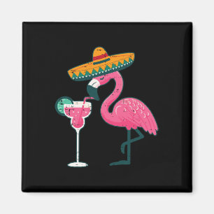 Aimant Flamant rose Mexicain Sombrero Cinco De Mayo Fiest