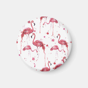 Aimant Flamant rose motif aquarelle, design dynamique.