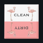 Aimant Flamant rose rose classique Lave-vaisselle propre<br><div class="desc">Un dessin d'un flamant rose debout sur un pied ancre les deux côtés du libellé propre et sale du lave-vaisselle. Elle est séparée par une bordure blanche et une bordure de fond rose. Classique,  amusant et fantaisiste. Le design s'adapte uniquement au produit carré.</div>