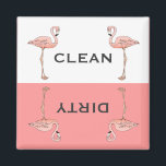 Aimant Flamant rose rose classique Lave-vaisselle propre<br><div class="desc">Un dessin d'un flamant rose debout sur un pied ancre les deux côtés du libellé propre et sale du lave-vaisselle. Elle est séparée par une bordure blanche et une bordure de fond rose. Classique,  amusant et fantaisiste. Le design s'adapte uniquement au produit carré.</div>