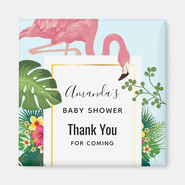 Aimant Flamant rose rose élégant et douche tropicale Feui (Devant)