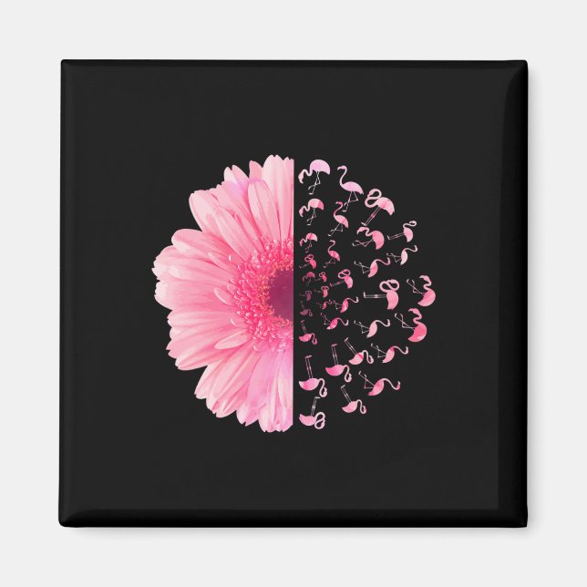 Aimant Flamant rose rose Fleur Mois de sensibilisation au (Devant)