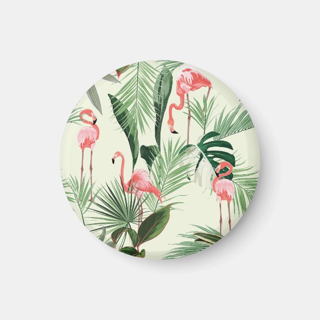 Aimant Flamant rose rose Fleurs exotiques Motif (Devant)