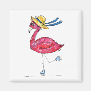 Aimant Flamant rose rose mignon et capricieux sur les pat