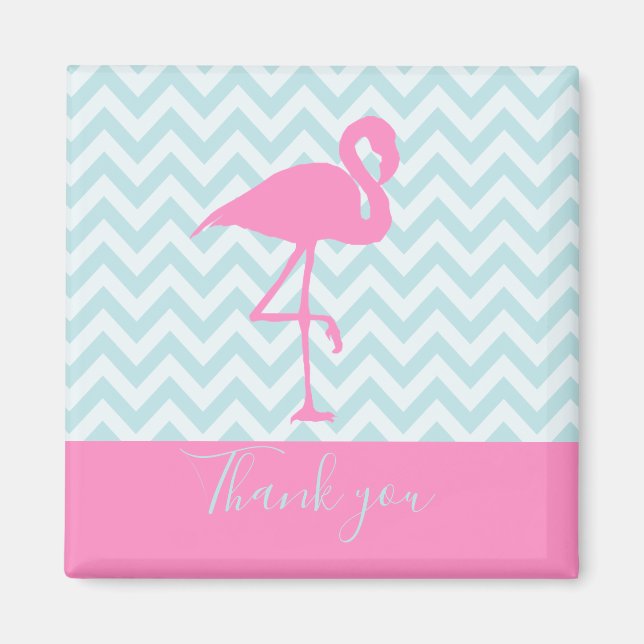 Aimant Flamant rose rose moderne, Merci (Devant)