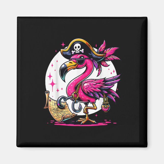 Aimant Flamant rose rose Pirate Fête d'Halloween - Jolly  (Devant)