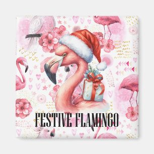 Aimant Flamant rose thème de Noël