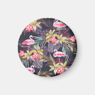 Aimant Flamant rose Tropical : Motif sans couture d'été