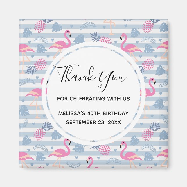 Aimant Flamant rose Whimsical et ananas Motif Favoriser (Devant)