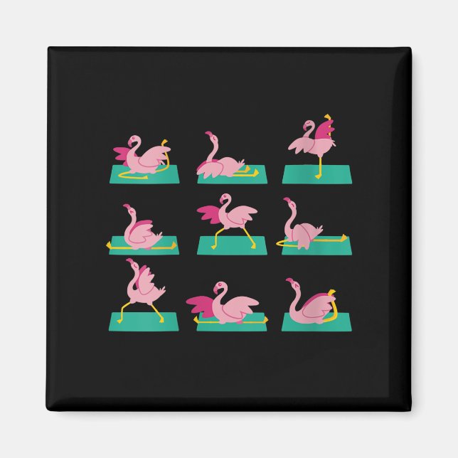 Aimant Flamant rose Yoga Poses Méditation Exercice d'entr (Devant)
