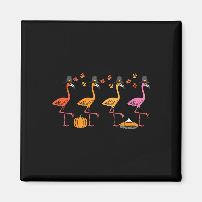 Aimant Flamants roses d'action de grâce drôle Automne Aut (Devant)