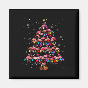 Aimant Flamants roses Noël Arbre X-mas Lumières Père Noël