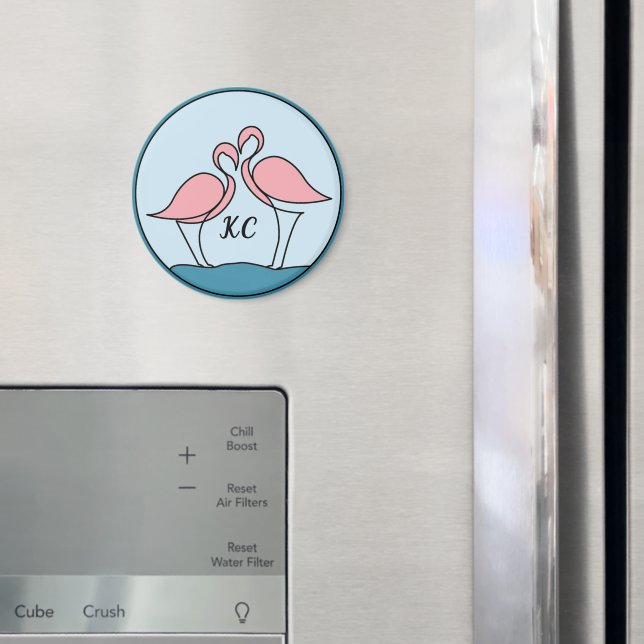 Aimant Flamants roses roses Monogram Art, ou Photo Kitche (In situ (réfrigérateur))