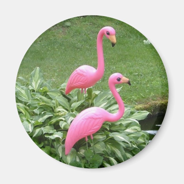 Aimant FLAMANTS ROSES ROSES (rond) (Devant)