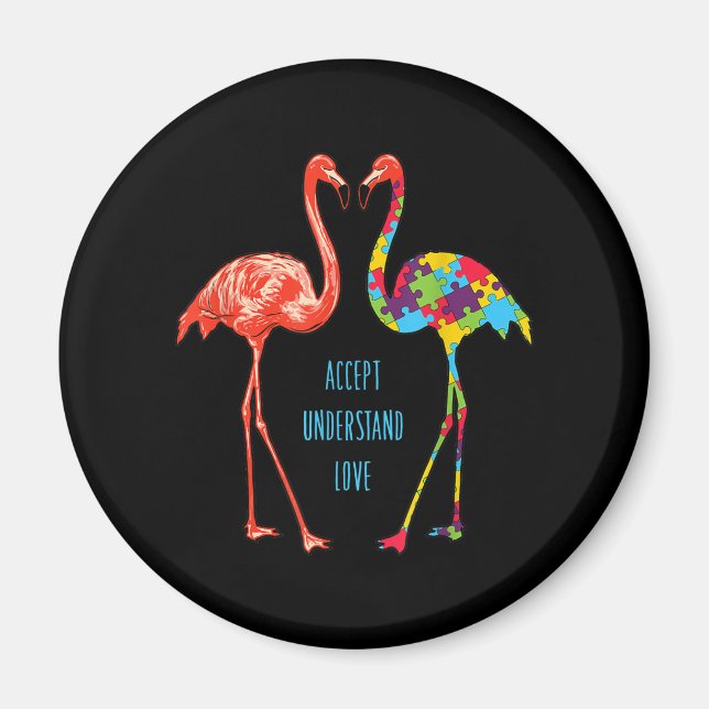 Aimant Flamingo | Accept Understand Love Autism Flamingo (Devant)
