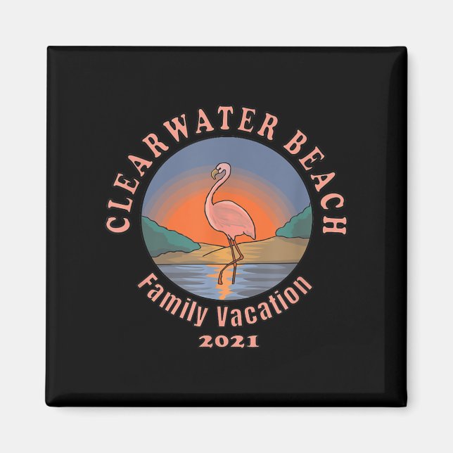 Aimant Flamingo | Clearwater Beach Flamingo Vacation 2021 (Devant)