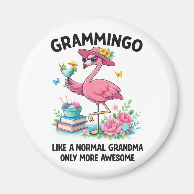 Aimant Flamingo Grammingo comme une grand-mère normale ma (Devant)