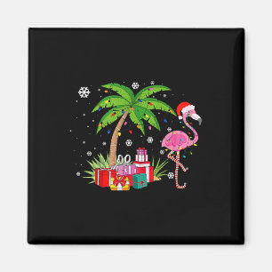 Aimant Flamingo Rose Palmier de Noël Tropical Noël Fu