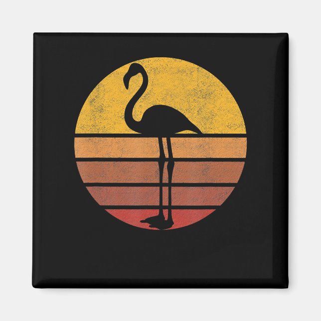 Aimant Flamingo |Sunset Trendy Animal Silhouette Flamingo (Devant)