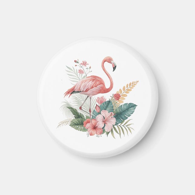 Aimant Flamingo With Flowers (Devant)