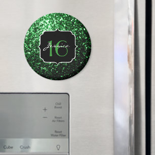 Aimant Flamme de parties scintillant vert foncé brille do