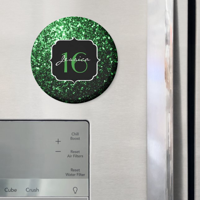 Aimant Flamme de parties scintillant vert foncé brille do (In situ (réfrigérateur))