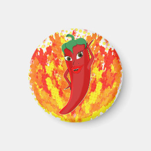 Aimant Flammes d'incendie rouge à poivron chaud